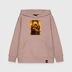 Толстовка детская хлопковая Император человечества восседает на золотом троне, цвет: пыльно-розовый
