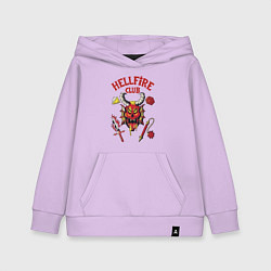 Толстовка детская хлопковая Stranger things - hellfire club, цвет: лаванда