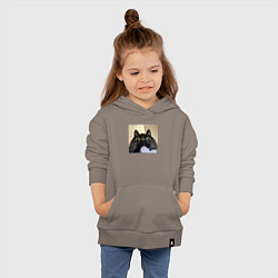 Толстовка детская хлопковая Видеосвязь с котом мем звонит, цвет: утренний латте — фото 2