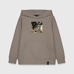 Толстовка детская хлопковая Недовольная серая кошка, цвет: утренний латте