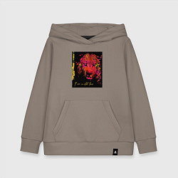 Толстовка детская хлопковая Леопард-разноцветная абстракция, цвет: утренний латте