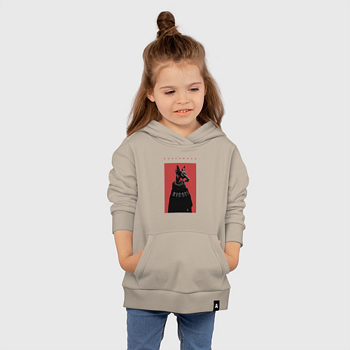 Детская толстовка-худи Порода Доберман - половинка пары / Миндальный – фото 4