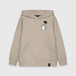 Толстовка детская хлопковая Белая кошка с сердечками - для пары, цвет: миндальный