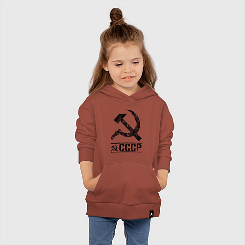 Детская толстовка-худи Серп и молот черный / Кирпичный – фото 4