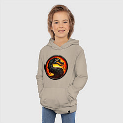 Толстовка детская хлопковая Mortal kombat dragon logo, цвет: миндальный — фото 2