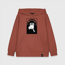 Толстовка детская хлопковая Monkey in the headphones, цвет: кирпичный