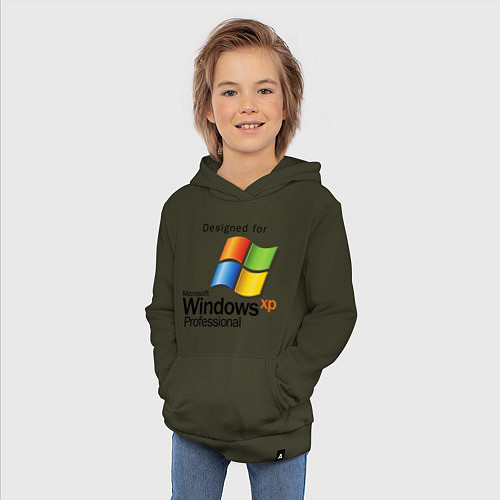 Детская толстовка-худи Предназначен для windows xp / Хаки – фото 3