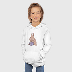 Толстовка детская хлопковая Пасхальный кролик с яйцом, цвет: белый — фото 2