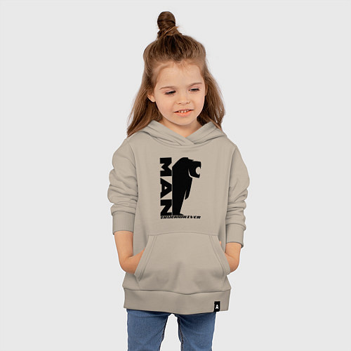 Детская толстовка-худи MAN дальнобойщик чёрный логотип / Миндальный – фото 4