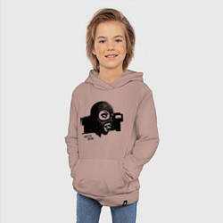 Толстовка детская хлопковая A girl with a snarl in a mask, цвет: пыльно-розовый — фото 2