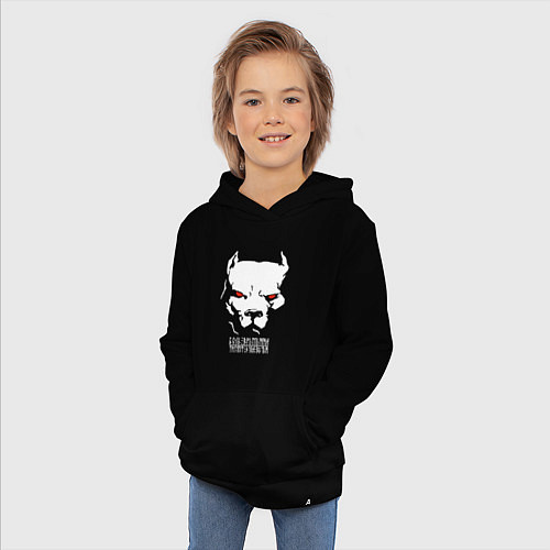 Детская толстовка-худи Боль временна триумф духа вечен - белый воин / Черный – фото 3
