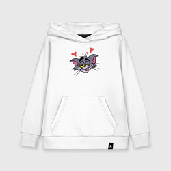 Толстовка детская хлопковая Влюблённый кот - Том и Джерри для парочек, цвет: белый