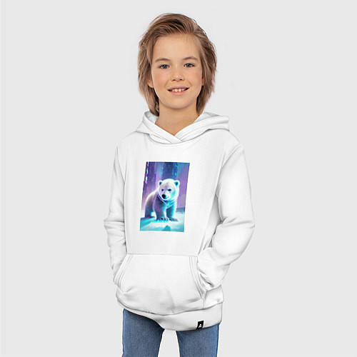 Детская толстовка-худи Прикольный милый медвежонок / Белый – фото 3