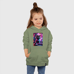 Толстовка детская хлопковая Чёрный котёнок - киберспорт, цвет: авокадо — фото 2