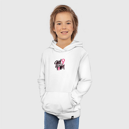 Детская толстовка-худи Girl power black and pink / Белый – фото 3