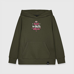 Толстовка детская хлопковая Bad witch vibes magic, цвет: хаки