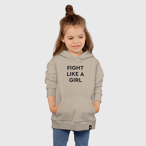 Детская толстовка-худи Fight like a girl - women / Миндальный – фото 4