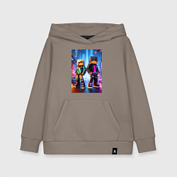 Толстовка детская хлопковая Minecraft - characters neon glow, цвет: утренний латте