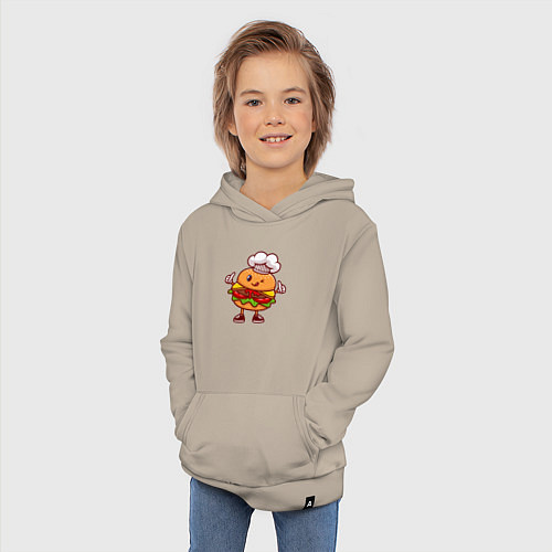 Детская толстовка-худи Повар бургер / Миндальный – фото 3