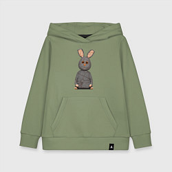 Толстовка детская хлопковая Cartoon hare character, цвет: авокадо