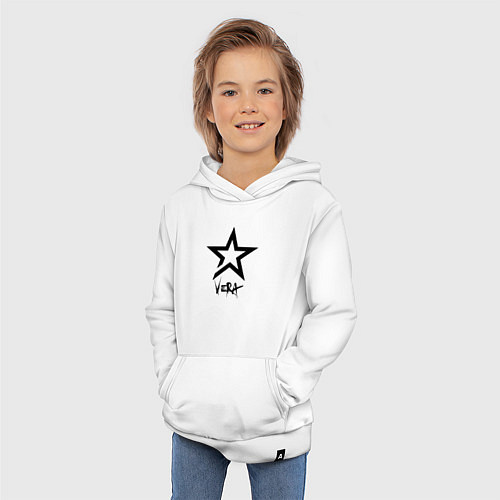 Детская толстовка-худи Vera - star / Белый – фото 3