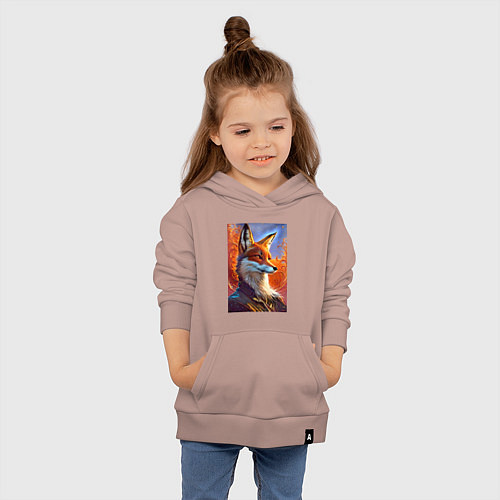 Детская толстовка-худи Fox fashionista - ai art fantasy / Пыльно-розовый – фото 4