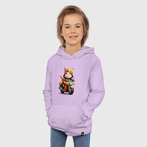 Детская толстовка-худи Мотокотик / Лаванда – фото 3