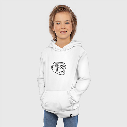 Детская толстовка-худи Тролл фейс недовольный мем / Белый – фото 3