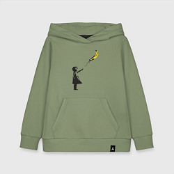 Толстовка детская хлопковая Девочка и банан, цвет: авокадо