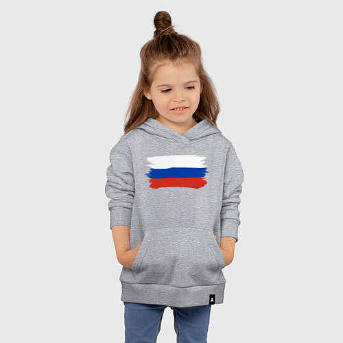 Детская толстовка-худи Флаг россии нарисованный / Меланж – фото 4