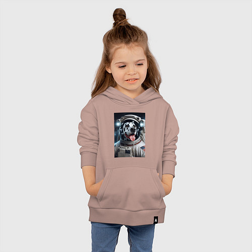 Детская толстовка-худи Космонавт далматинец в скафандре - нейроарт / Пыльно-розовый – фото 4