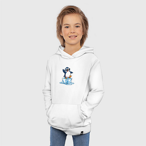 Детская толстовка-худи Пингвин на льдине / Белый – фото 3