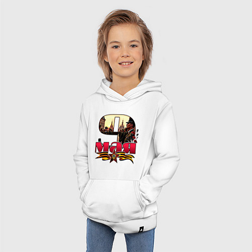 Детская толстовка-худи Парад 9 мая / Белый – фото 3