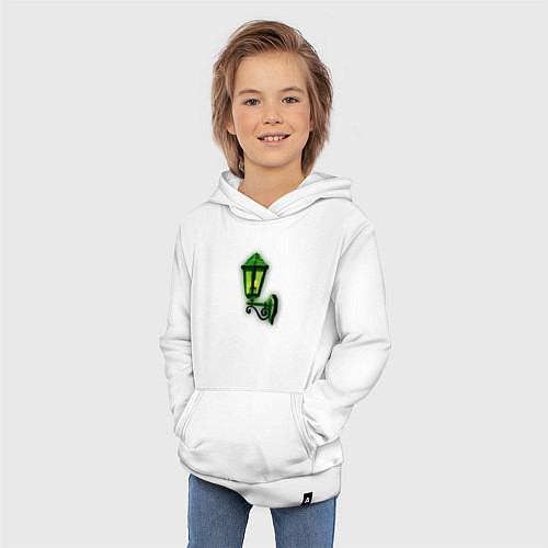 Детская толстовка-худи Зелёный уличный фонарь / Белый – фото 3