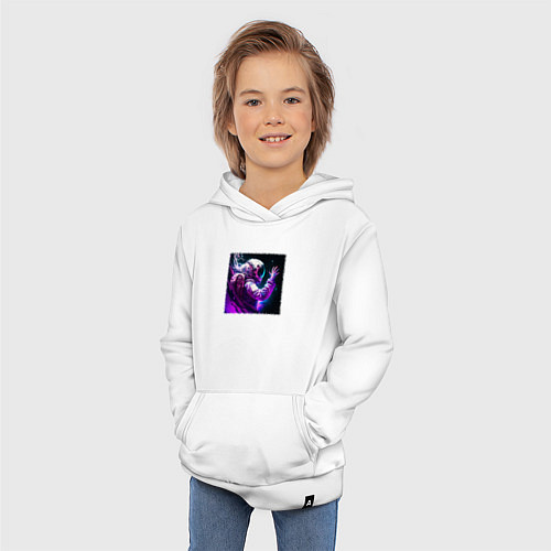 Детская толстовка-худи Космос в ярких красках / Белый – фото 3