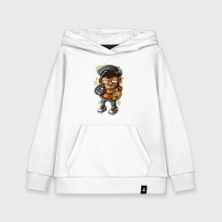 Толстовка детская хлопковая Обезьянка скейтер, цвет: белый