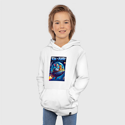Детская толстовка-худи Tom and Jerry - space adventure / Белый – фото 3