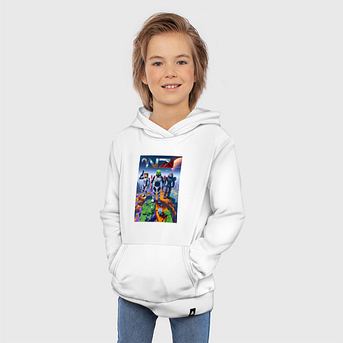 Детская толстовка-худи Mass effect and Minecraft - ai art collaboration / Белый – фото 3