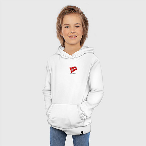 Детская толстовка-худи Я Датчанин - патриотизм / Белый – фото 3