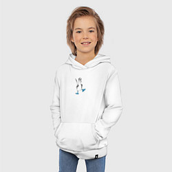 Толстовка детская хлопковая Морская птица голубоногая олуша танцует, цвет: белый — фото 2