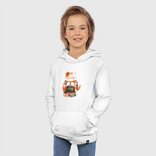 Детская толстовка-худи Кошечка в кимоно / Белый – фото 3