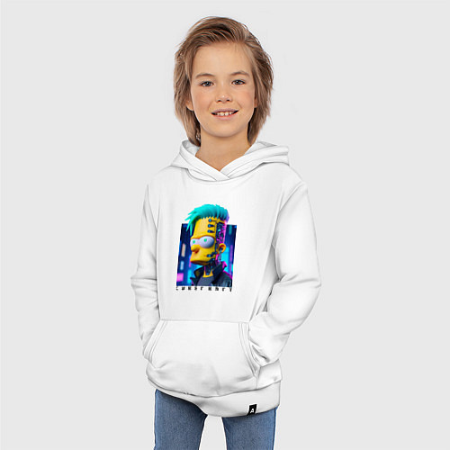 Детская толстовка-худи Кибер Барт - нейроарт фантазия / Белый – фото 3