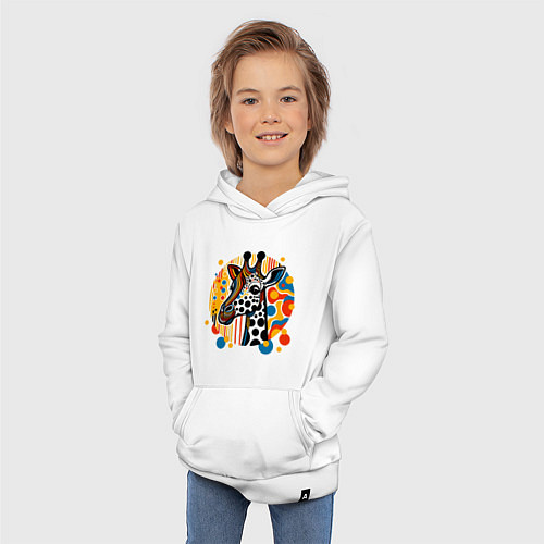Детская толстовка-худи Абстракция жираф в точечку / Белый – фото 3