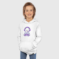 Толстовка детская хлопковая Белый медведь геймер, цвет: белый — фото 2