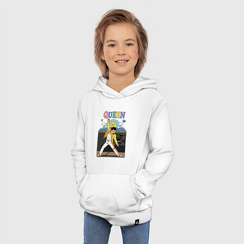 Детская толстовка-худи Queen мультяшный стиль / Белый – фото 3