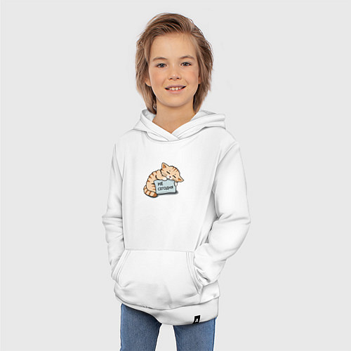 Детская толстовка-худи Кот, мем, не сегодня / Белый – фото 3