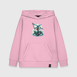 Толстовка детская хлопковая ВМФ якорь и волны, цвет: светло-розовый