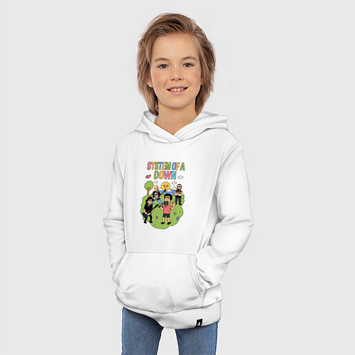 Детская толстовка-худи System of a Down, мультяшный стиль / Белый – фото 3