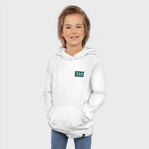 Детская толстовка-худи Номер 333 - Игра в кальмара / Белый – фото 3