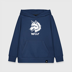 Толстовка детская хлопковая Волк с оскалом, цвет: тёмно-синий